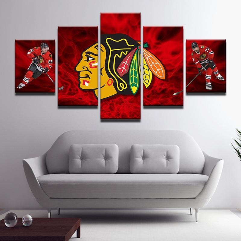 Chicago Blackhawks 14 – 5 Panel Canvas Prints Wall Art Home Decor Frame Set
