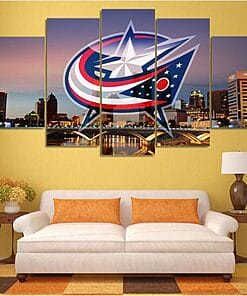 Columbus Blue Jackets 5 – 5 Panel Canvas Prints Wall Art Home Decor Frame Set