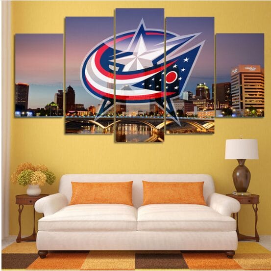 Columbus Blue Jackets 5 – 5 Panel Canvas Prints Wall Art Home Decor Frame Set