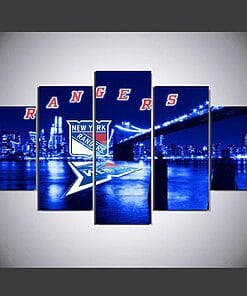 New York Rangers 7 Hockey – 5 Panel Canvas Prints Wall Art Home Decor Frame Set