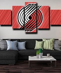 Portland Trail Blazers Print Basketball – 5 Panel Canvas Prints Wall Art Home Decor Frame Set