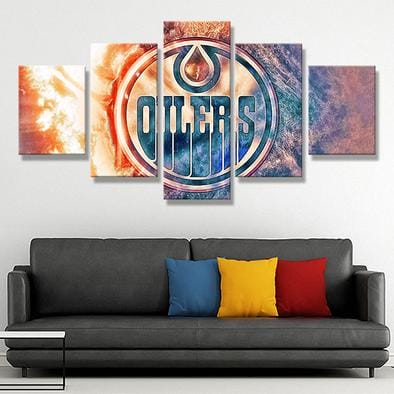 Edmonton Oilers 8 Hockey – 5 Panel Canvas Prints Wall Art Home Decor Frame Set