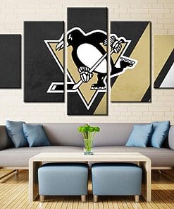 Pittsburgh Penguins 2 Hockey – 5 Panel Canvas Prints Wall Art Home Decor Frame Set