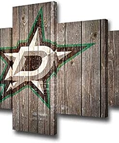 Dallas Stars Logo 2 – 5 Panel Canvas Prints Wall Art Home Decor Frame Set