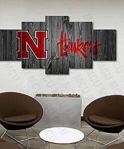 Nebraska Cornhuskers NCAA Football – 5 Panel Canvas Prints Wall Art Home Decor Frame Set