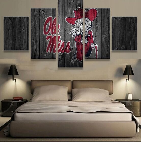 Ole Miss Rebels Mississippi Barn Wood Sport – 5 Panel Canvas Prints Wall Art Home Decor Frame Set 1 Ole Miss Rebels Mississippi Barn Wood Sport – 5 Panel Canvas Prints Wall Art Home Decor Frame Set