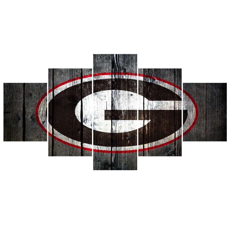 Georgia Bulldogs Team Wood Logo Red Rim Sport – 5 Panel Canvas Prints Wall Art Home Decor Frame Set 1 Georgia Bulldogs Team Wood Logo Red Rim Sport – 5 Panel Canvas Prints Wall Art Home Decor Frame Set