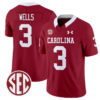 Juice Wells Jersey #3 South Carolina Gamecocks Football 1980 Throwback Vapor Limited SEC Patch Garnet