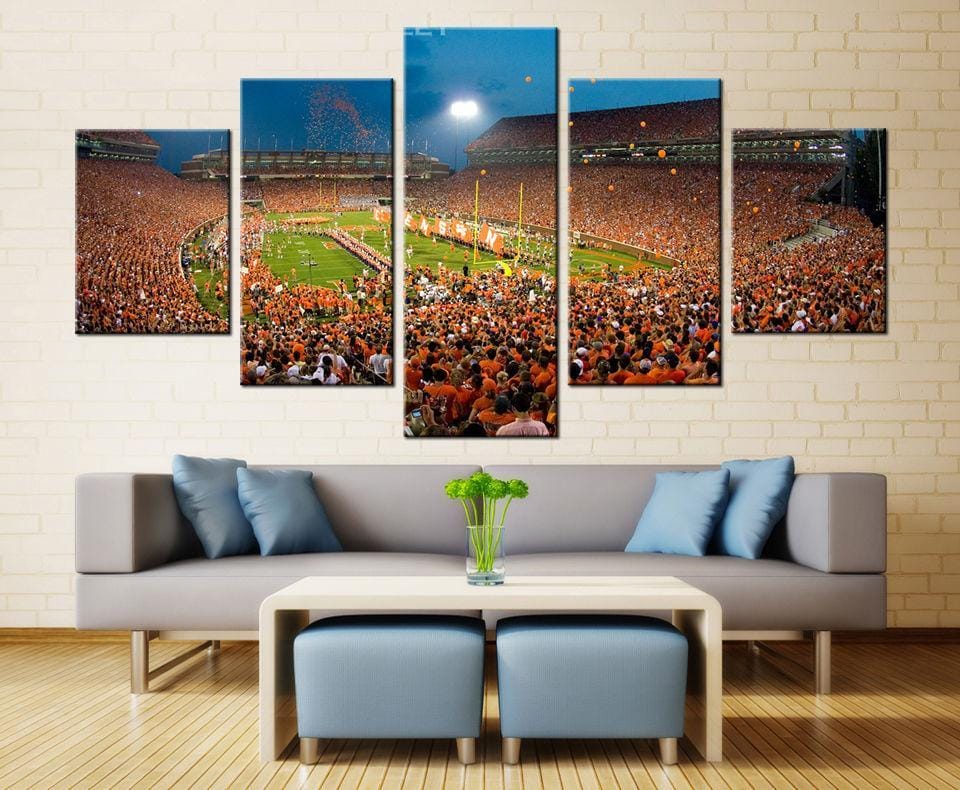 Clemson Tigers Memorial Field – 5 Panel Canvas Prints Wall Art Home Decor Frame Set