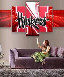 Nebraska Cornhuskers American Football – 5 Panel Canvas Prints Wall Art Home Decor Frame Set