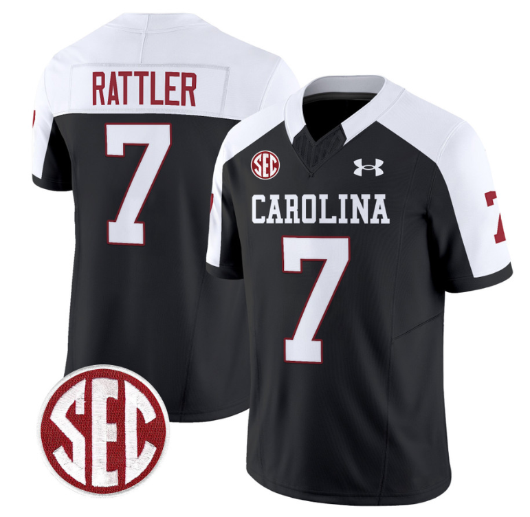 Spencer Rattler Jersey #7 South Carolina Gamecocks Football 1980 Throwback Vapor Limited SEC Patch Black Alternate 8 Spencer Rattler Jersey #7 South Carolina Gamecocks Football 1980 Throwback Vapor Limited SEC Patch Black Alternate