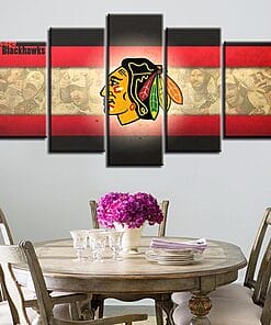 Chicago Blackhawks 1 – 5 Panel Canvas Prints Wall Art Home Decor Frame Set