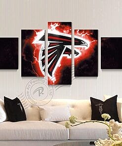 Atlanta Falcons Flame Logo 2 Football – 5 Panel Canvas Prints Wall Art Home Decor Frame Set 4 atlanta falcons flame logo 2 nfl football canvas wall art nfl 5259263836249