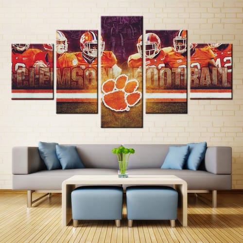 Clemson Tigers Football Team Fans – 5 Panel Canvas Prints Wall Art Home Decor Frame Set 1 Clemson Tigers Football Team Fans – 5 Panel Canvas Prints Wall Art Home Decor Frame Set
