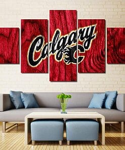 Calgary Flames 7 – 5 Panel Canvas Prints Wall Art Home Decor Frame Set