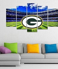 Green Bay Packers Stadium Football – 5 Panel Canvas Prints Wall Art Home Decor Frame Set