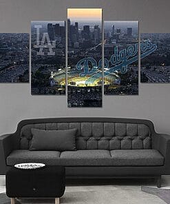 Los Angeles Dodgers Stadium Baseball – 5 Panel Canvas Prints Wall Art Home Decor Frame Set
