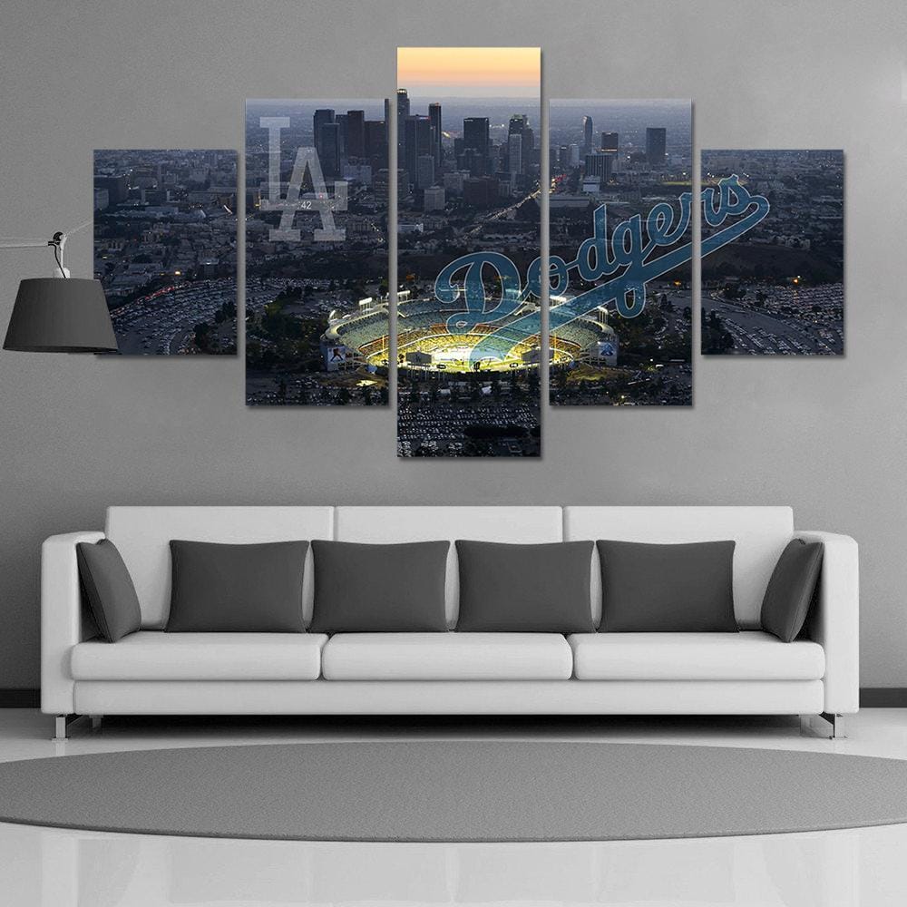Los Angeles Dodgers Stadium Baseball – 5 Panel Canvas Prints Wall Art Home Decor Frame Set 2 Los Angeles Dodgers Stadium Baseball – 5 Panel Canvas Prints Wall Art Home Decor Frame Set - Image 2