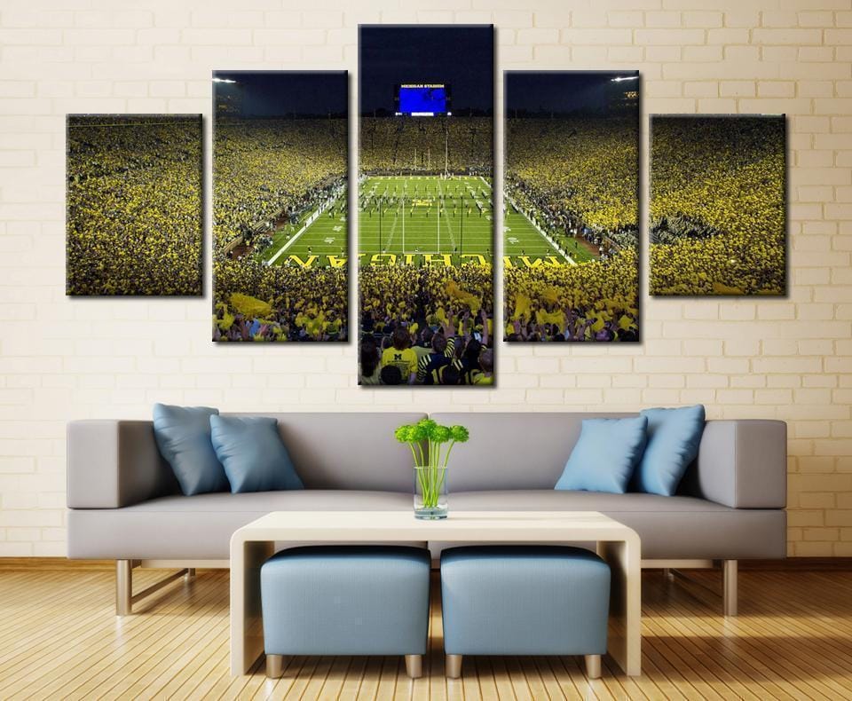 Michigan Wolverines The Big House Stadium Sport – 5 Panel Canvas Prints Wall Art Home Decor Frame Set 1 Michigan Wolverines The Big House Stadium Sport – 5 Panel Canvas Prints Wall Art Home Decor Frame Set