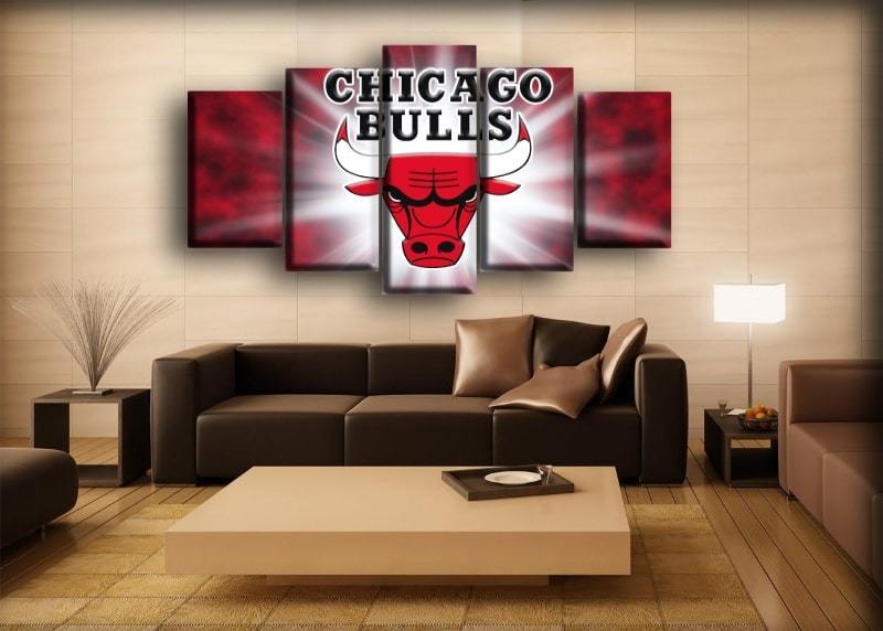 Chicago Bulls Logo NBA Basketball – 5 Panel Canvas Prints Wall Art Home Decor Frame Set 4 Chicago Bulls Logo NBA Basketball – 5 Panel Canvas Prints Wall Art Home Decor Frame Set - Image 4