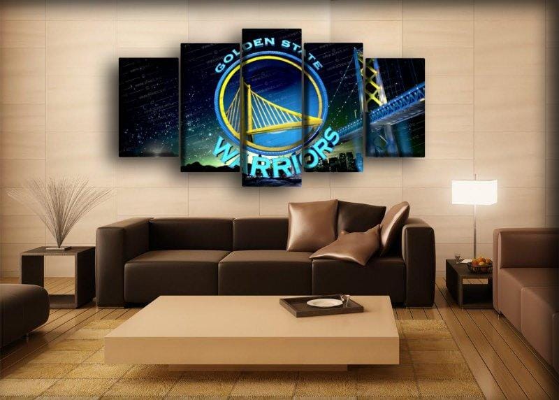 Golden State Warriors Logo Sport – 5 Panel Canvas Prints Wall Art Home Decor Frame Set 4 Golden State Warriors Logo Sport – 5 Panel Canvas Prints Wall Art Home Decor Frame Set - Image 4