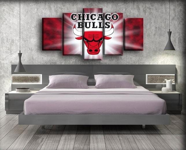 Chicago Bulls Logo NBA Basketball – 5 Panel Canvas Prints Wall Art Home Decor Frame Set 3 Chicago Bulls Logo NBA Basketball – 5 Panel Canvas Prints Wall Art Home Decor Frame Set - Image 3