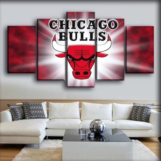 Chicago Bulls Logo NBA Basketball – 5 Panel Canvas Prints Wall Art Home Decor Frame Set 1 Chicago Bulls Logo NBA Basketball – 5 Panel Canvas Prints Wall Art Home Decor Frame Set