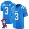 Antwane Wells Jr Jersey #3 Ole Miss Rebels Vapor Limited College Football Stitched Powder Blue