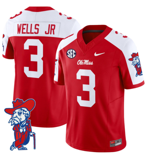 Antwane Wells Jr Jersey #3 Ole Miss Rebels Vapor Limited College Football Stitched Red Alternte