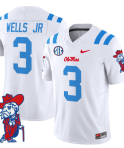 Antwane Wells Jr Jersey #3 Ole Miss Rebels Vapor Limited College Football Stitched 2024 White