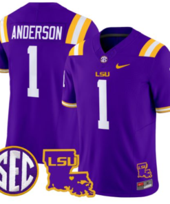 Aaron Anderson Jersey #1 LSU Tigers 2024 Louisiana Patch Vapor Limited College Football Stitched Purple