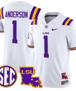 Aaron Anderson Jersey #1 LSU Tigers 2024 Louisiana Patch Vapor Limited College Football Stitched White