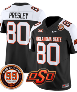 Brennan Presley Jersey #80 Oklahoma State Cowboys Leslie O'neal Patch Vapor Limited College Football Stitched Black Alternate