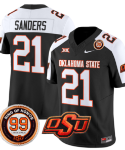 Barry Sanders Jersey #21 Oklahoma State Cowboys Leslie O'neal Patch Vapor Limited College Football Stitched Black Alternate