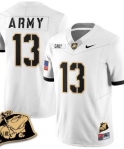 Bryson Daily Jersey #13 Army Black Knights Jersey Rocky The Bulldog Patch Vapor Limited College Football Stitched White