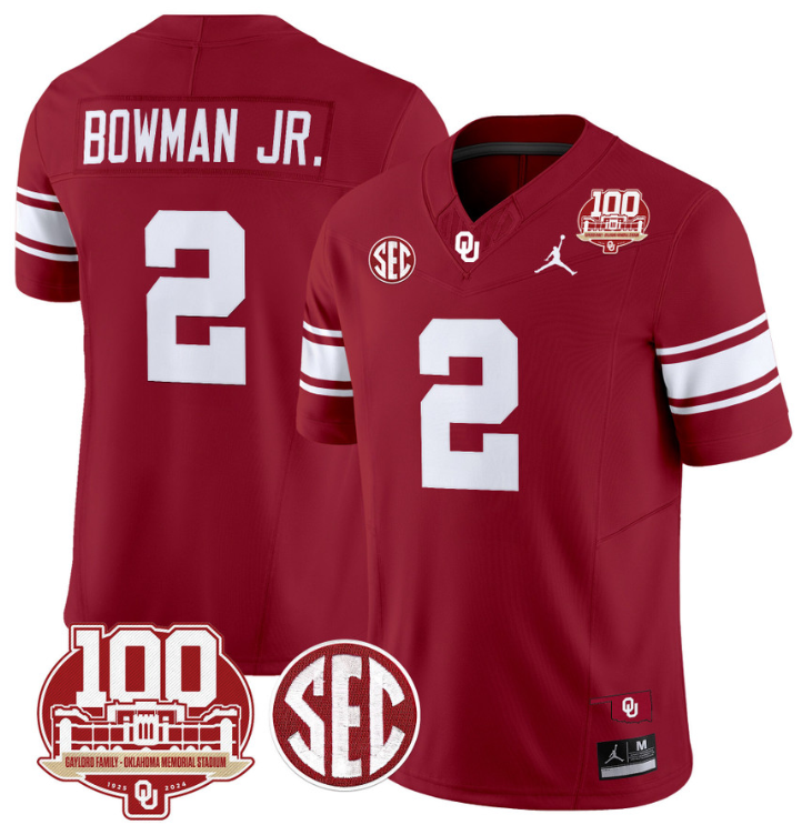 Billy Bowman Jr Jersey #2 Oklahoma Sooners 100th Anniversary Patch Vapor Limited College Football Stitched Crimson 14 Billy Bowman Jr Jersey #2 Oklahoma Sooners 100th Anniversary Patch Vapor Limited College Football Stitched Crimson