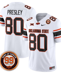 Brennan Presley Jersey #80 Oklahoma State Cowboys Leslie O'neal Patch Vapor Limited College Football Stitched White