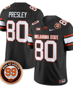 Brennan Presley Jersey #80 Oklahoma State Cowboys Leslie O'neal Patch Vapor Limited College Football Stitched Black