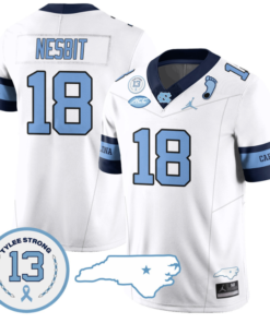 Bryson Nesbit Jersey #18 North Carolina Tar Heels Vapor College Football Stitched Alternate White