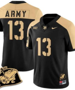 Bryson Daily Jersey #13 Army Black Knights Jersey Rocky The Bulldog Patch Vapor Limited College Football Stitched Black Alternate