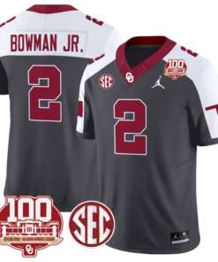 Billy Bowman Jr Jersey #2 Oklahoma Sooners 100th Anniversary Patch Vapor Limited College Football Stitched Althracite Alternate