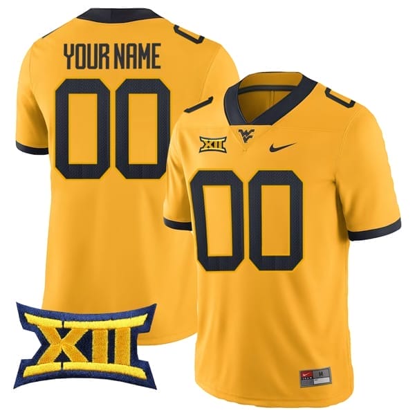 Custom West Virginia Mountaineers Jersey Name and Number College Football Gold 8 Custom West Virginia Mountaineers Jersey Name and Number College Football Gold– All Stitched