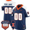 Custom Illinois Fighting Jersey Name and Number Vapor Limited College Football Stitched Navy Alternate