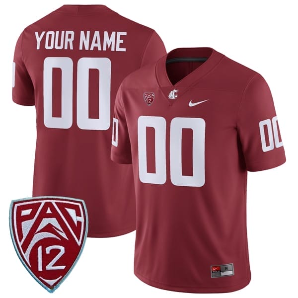 Custom Washington State Cougars Jersey Name and Number College Football Crimson Home Game 8 Custom Washington State Cougars Jersey Name and Number College Football Crimson Home Game – All Stitched