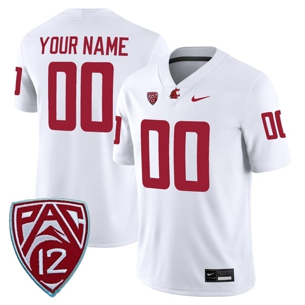 Custom Washington State Cougars Jersey Name and Number College Football White Away Game 8 Custom Washington State Cougars Jersey Name and Number College Football White Away Game – All Stitched