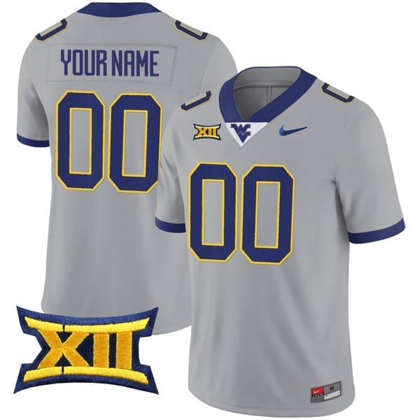 Custom West Virginia Mountaineers Jersey Name and Number College Football Gray 8 Custom West Virginia Mountaineers Jersey Name and Number College Football Gray – All Stitched