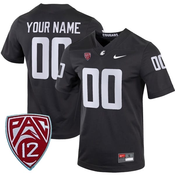 Custom Washington State Cougars Jersey Name and Number College Football Charcoal Alternate Game 8 Custom Washington State Cougars Jersey Name and Number College Football Charcoal Alternate Game – All Stitched
