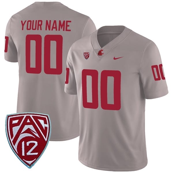 Custom Washington State Cougars Jersey Name and Number College Football Grey Alternate Game 8 Custom Washington State Cougars Jersey Name and Number College Football Grey Alternate Game – All Stitched