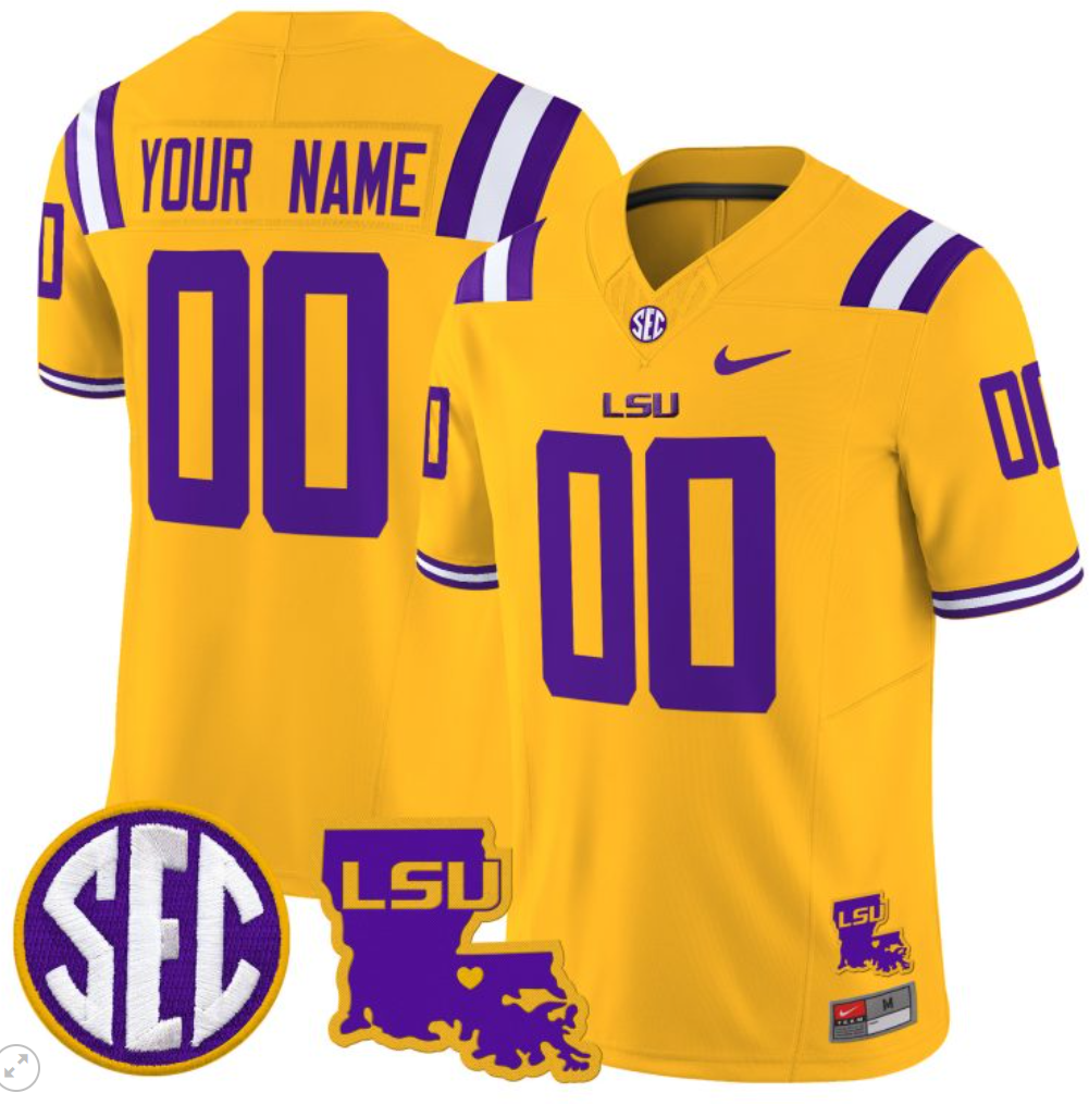 Custom LSU Tigers Jersey Name and Number 2024 Louisiana Patch Vapor Limited College Football Stitched Gold 8 Custom LSU Tigers Jersey Name and Number 2024 Louisiana Patch Vapor Limited College Football Stitched Gold