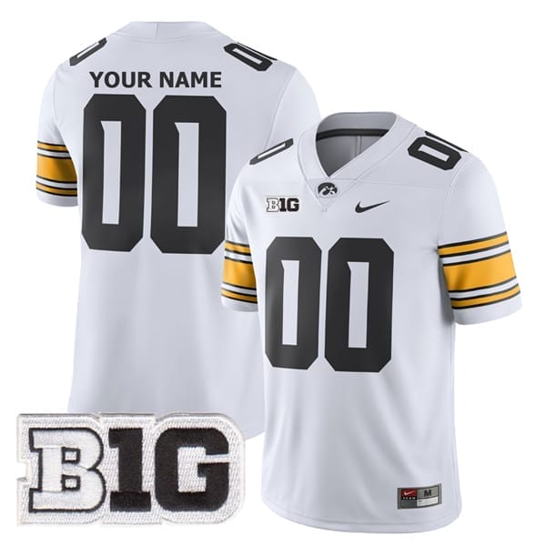 Custom Iowa Hawkeyes Jersey Name and Number College Football White Game 8 Custom Iowa Hawkeyes Jersey Name and Number College Football White Game – All Stitched